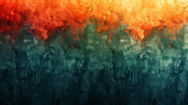 Foto fondo abstracto en colores naranja oscuro y verde pintura en acuarela en lienzo con un gradiente olivo fragmento de obra de arte en papel con patrón templo de fondo y textura macro