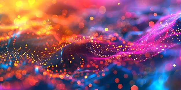 Fondo abstracto con colores vibrantes y luces Bokeh Ilustración 3D