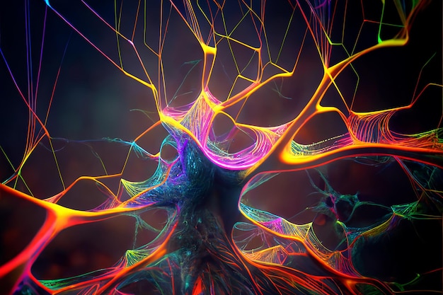 Fondo abstracto colorido de conexiones neuronales web