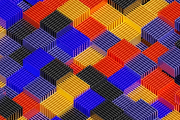 Fondo abstracto colorido con cuadrados plantilla para presentación de banner de papel tapiz fondo ilustración 3D