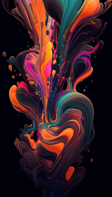 Un fondo abstracto colorido con un fondo negro y un toque de pintura.