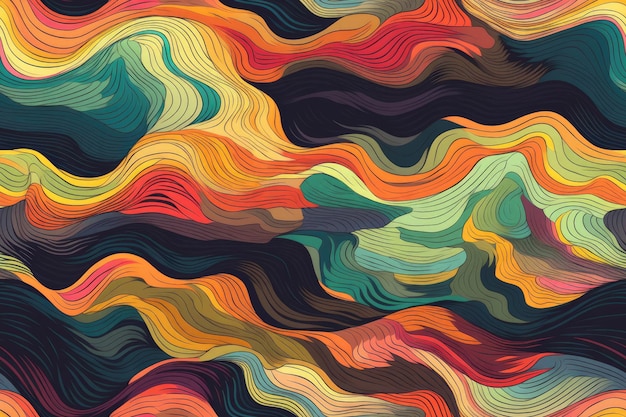Fondo abstracto colorido con líneas onduladas suaves AI generativa