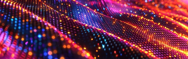 Un fondo abstracto colorido con luces brillantes que crea una visualización dinámica y animada