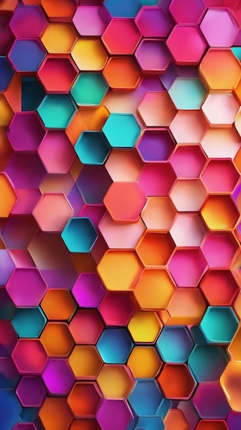 El fondo abstracto colorido con malla de gradiente de hexágonos incluye