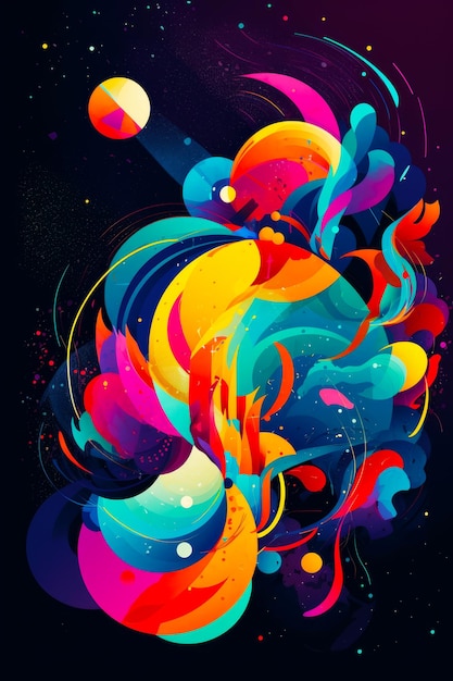 Foto fondo abstracto colorido con muchas formas y colores de diferentes colores ai generativa