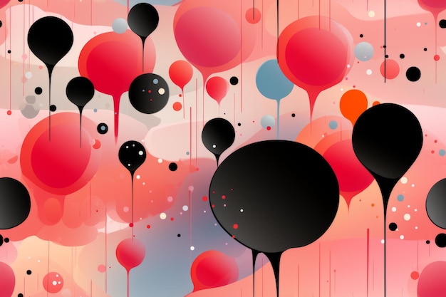 un fondo abstracto colorido con muchos globos negros y rojos