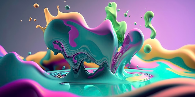 Fondo abstracto colorido con una ola de pintura líquida