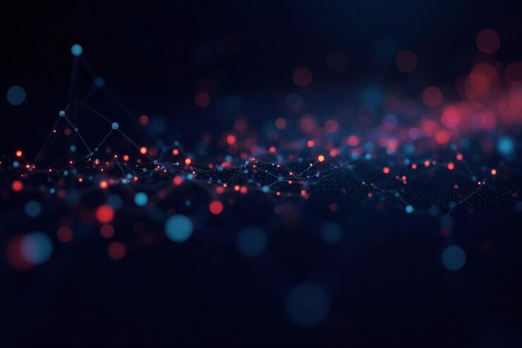 un fondo abstracto colorido con las palabras rojo azul y azul en él