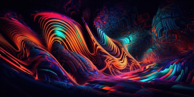 Un fondo abstracto colorido con una pantalla de computadora y las palabras 'neón' en él