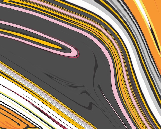 Un fondo abstracto colorido con remolinos negros y naranjas.