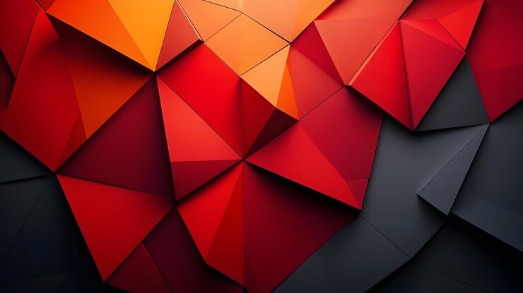 un fondo abstracto colorido de triángulos rojos y naranjas