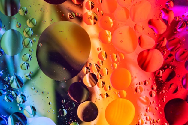 Fondo abstracto con coloridos colores degradados. Gotas de aceite en la imagen de patrón psicodélico abstracto de agua.
