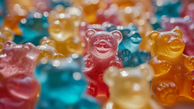 Foto el fondo abstracto de los coloridos osos de gelatina