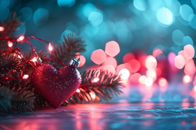 Fondo abstracto de corazón rojo con bokeh borroso de luz