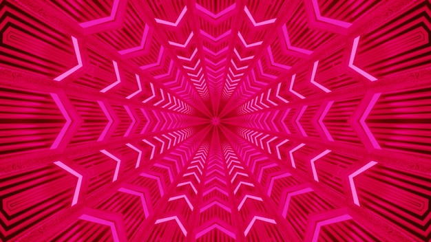 Fondo abstracto del corredor geométrico vivo que brilla intensamente con luz de neón rosa