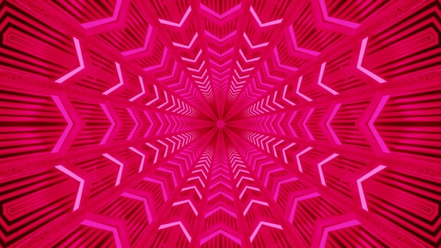 Fondo abstracto del corredor geométrico vivo que brilla intensamente con luz de neón rosa