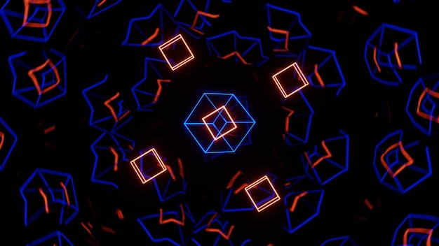Fondo abstracto de cuadrados multicolores Reflexión geométrica abstracta divertida 3D Render