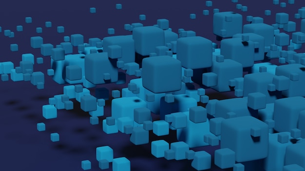 Fondo abstracto con cubos de color azul