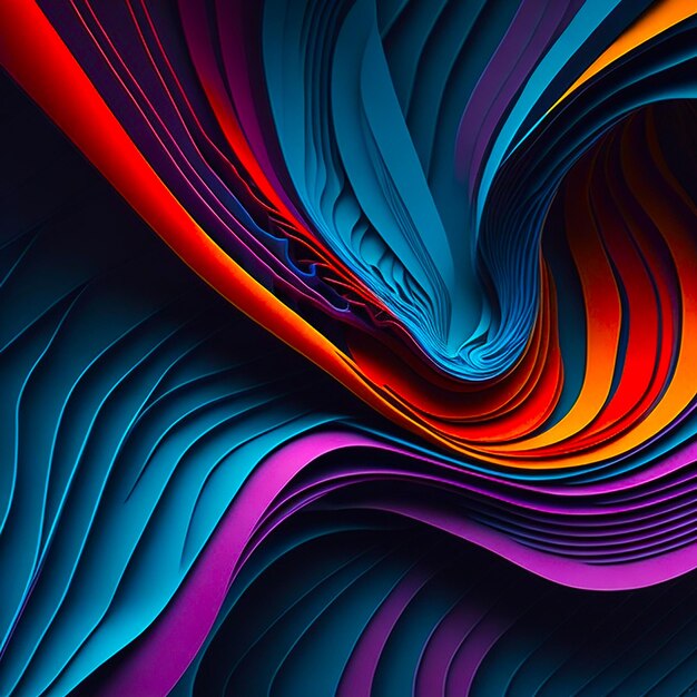 Fondo abstracto curvas suaves colores vibrantes ondas que fluyen generadas por IA