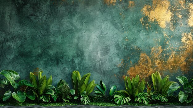 Fondo abstracto decorativo Pinceladas doradas Fondo texturizado Aceite sobre lienzo Arte moderno Papeles de pared verdes y grises florales Carteles, pinturas murales, alfombras, estampados