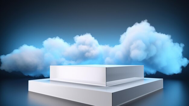 Fondo abstracto para demostración de producto Escenario de podio de plataforma de visualización simulada con nubes