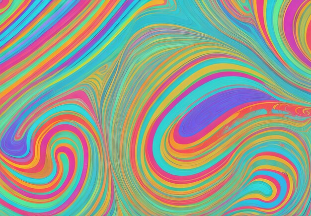 Foto el fondo abstracto del diseño wavy line groovy del arco iris en el estilo retro hippie de la década de 1970