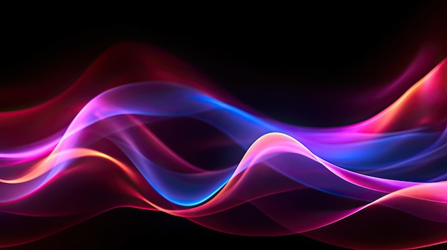 Fondo abstracto de diseño web de banner de línea ondulada de neón brillante colorido IA generativa