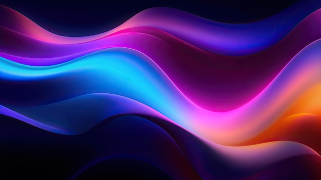 Fondo abstracto de diseño web de banner de línea ondulada de neón brillante colorido IA generativa