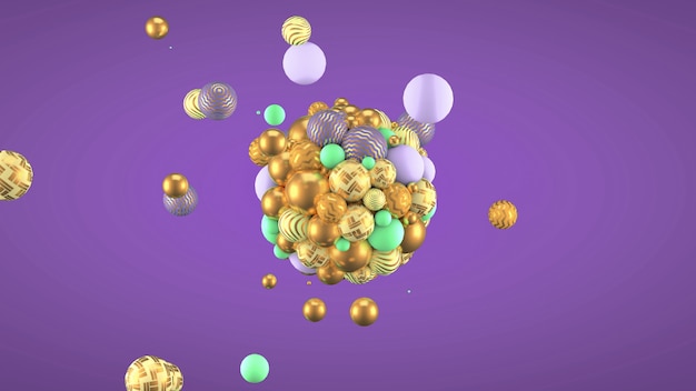 Fondo abstracto con elementos. Ilustración 3d, renderizado 3d.