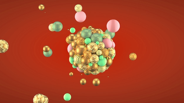 Fondo abstracto con elementos. Ilustración 3d, renderizado 3d.