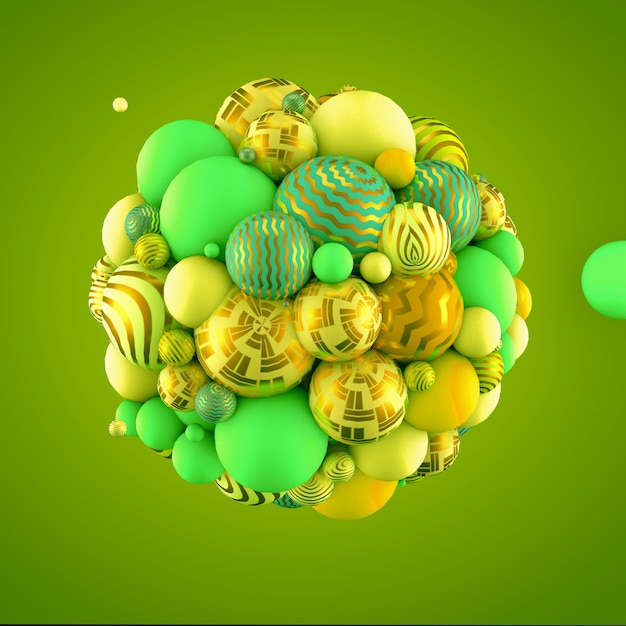 Fondo abstracto con elementos. Ilustración 3d, renderizado 3d.