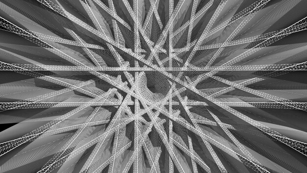 Fondo abstracto con elementos planos rotados, deformación de renderizado 3d, aspecto de flor