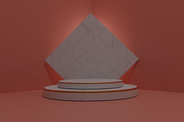 Fondo abstracto, escena de maqueta con podio para exhibición de productos. Representación 3D.