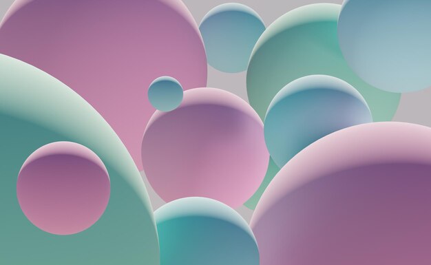 Fondo abstracto con esferas de color azul verde claro y rosa