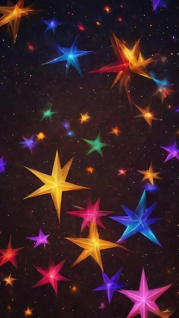 Fondo abstracto de estrella colorida borrosa en el cielo nocturno