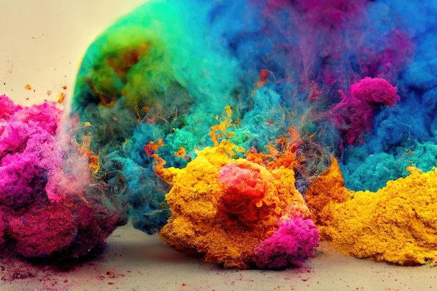 Fondo abstracto de explosión colorida de humo de polvo de color