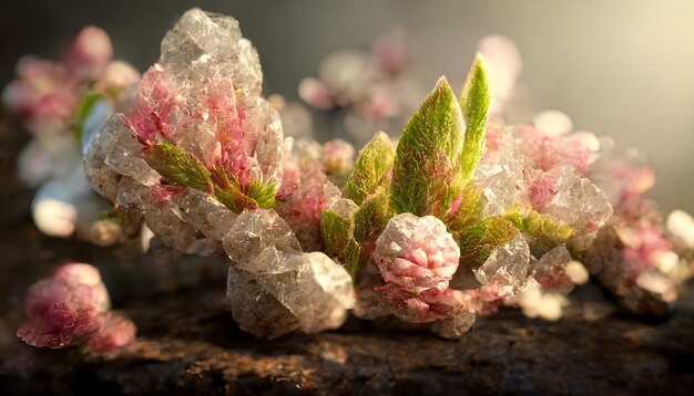 Fondo abstracto de flor de sakura orgánica de cristal de cuarcita