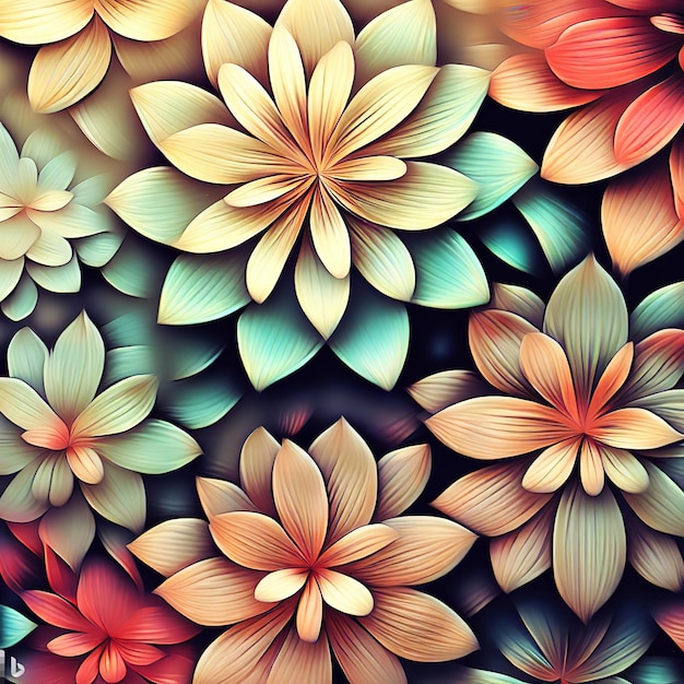 Fondo abstracto con flores de colores brillantes como fondo de pantalla generado por Ai