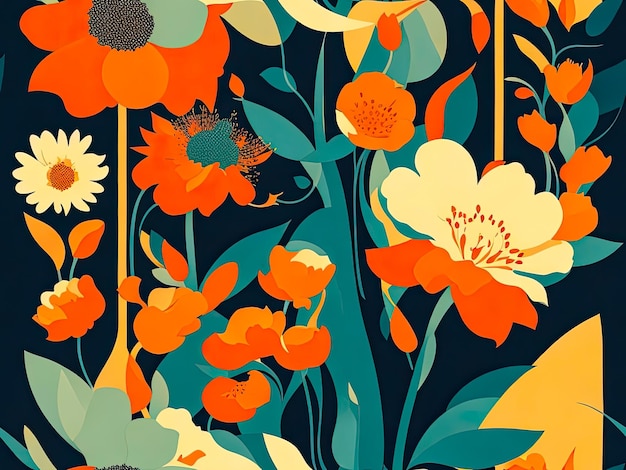 Fondo abstracto de flores vintage IA generativa