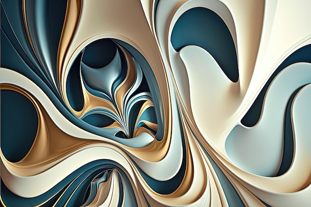 Un fondo abstracto fluido con un degradado de tonos azules que fluyen en elegantes curvas y ondas Generado por IA