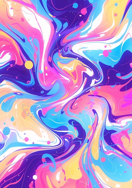 Fondo abstracto con flujo de mármol de neón y patrón psicodélico