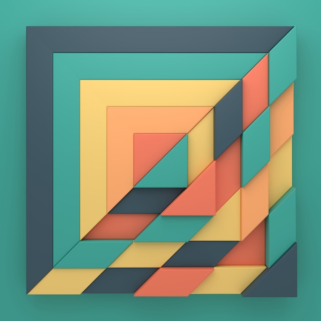 Fondo abstracto de forma de rectángulo en 3D rendering