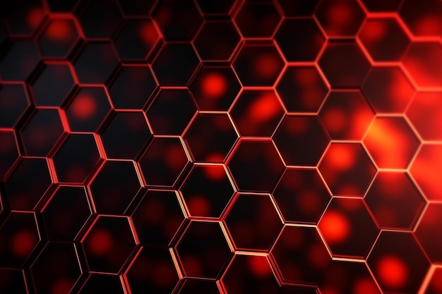 Fondo abstracto formado a partir de hexágonos dorados Cristal rojo Patrón Cristales geométricos Resumen