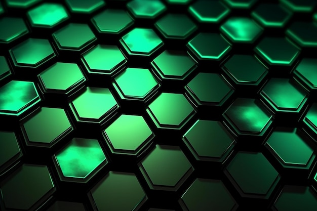Fondo abstracto formado a partir de hexágonos verdes Cristal verde Patrón Cristales geométricos Resumen