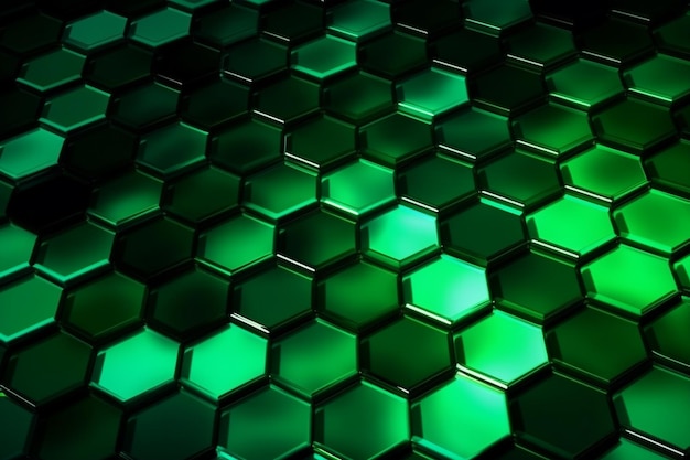 Fondo abstracto formado a partir de hexágonos verdes Cristal verde Patrón Cristales geométricos Resumen
