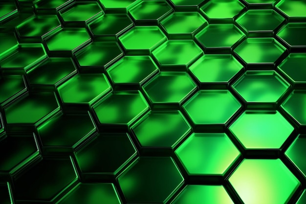 Fondo abstracto formado a partir de hexágonos verdes Cristal verde Patrón Cristales geométricos Resumen