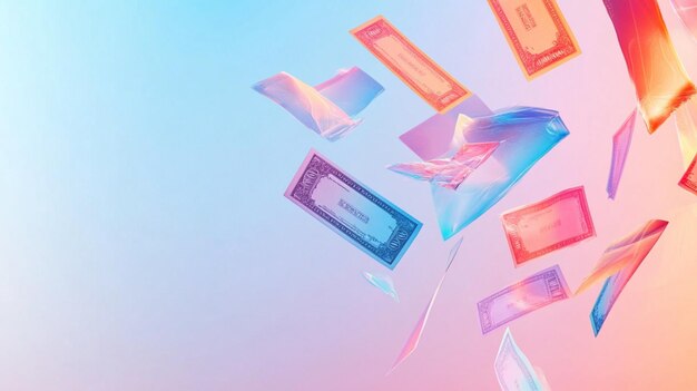 Fondo abstracto con formas geométricas Diseño minimalista patrón de arco iris en la luz holográfica