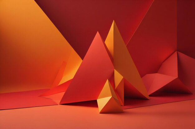 Fondo abstracto de formas geométricas rojas y naranjas generadas por ai