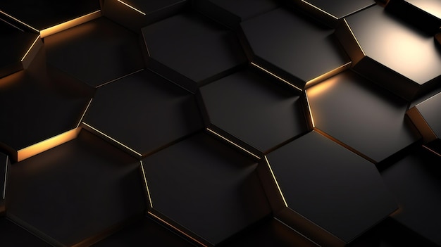 Fondo abstracto de formas hexagonales Fondo hexagonal de lujo de metal negro abstracto