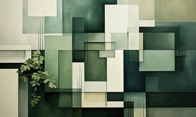 Fondo abstracto con formas rectangulares en tono verde Foco suave selectivo